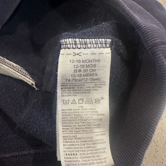 Gap Navy Blue & Grey Hoodie Sweater size 12-18 months - Picture 4 of 5